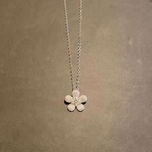 Moissanite & Silver Flower Pendant Necklace